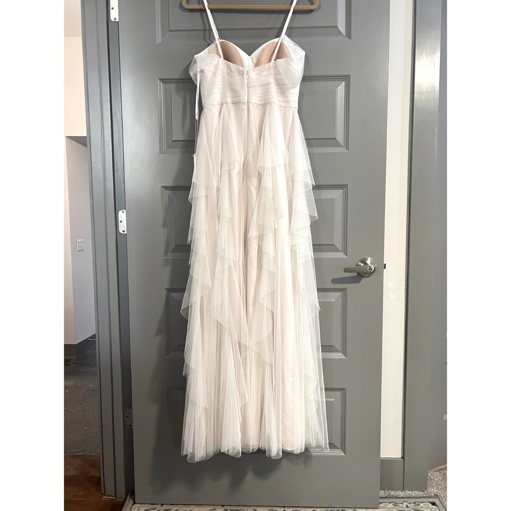 A-line Off-Shoulder Wtoo by Watters Moore Dress Gown Ivory Blush Size S 2/4 - Picture 7 of 15